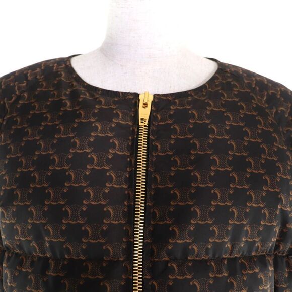Celine 2w782344n Triomphe Macadam Bomber Down Jacket Outerwear Brown 40 Made In - Picture 4 of 13